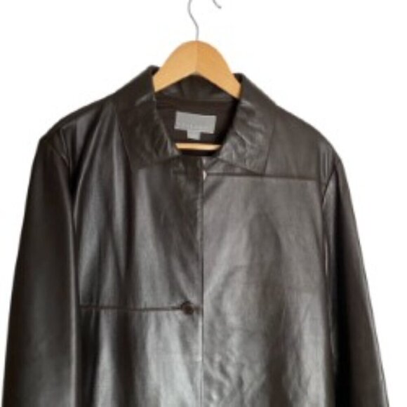 Talora Brown Lambskin Button Front Jacket Large - Picture 2 of 4